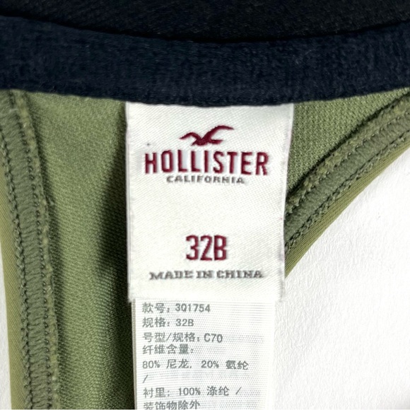 Hollister Co. T-Back Braid Olive Push-Up Plunge Bikini Top - Picture 5 of 6